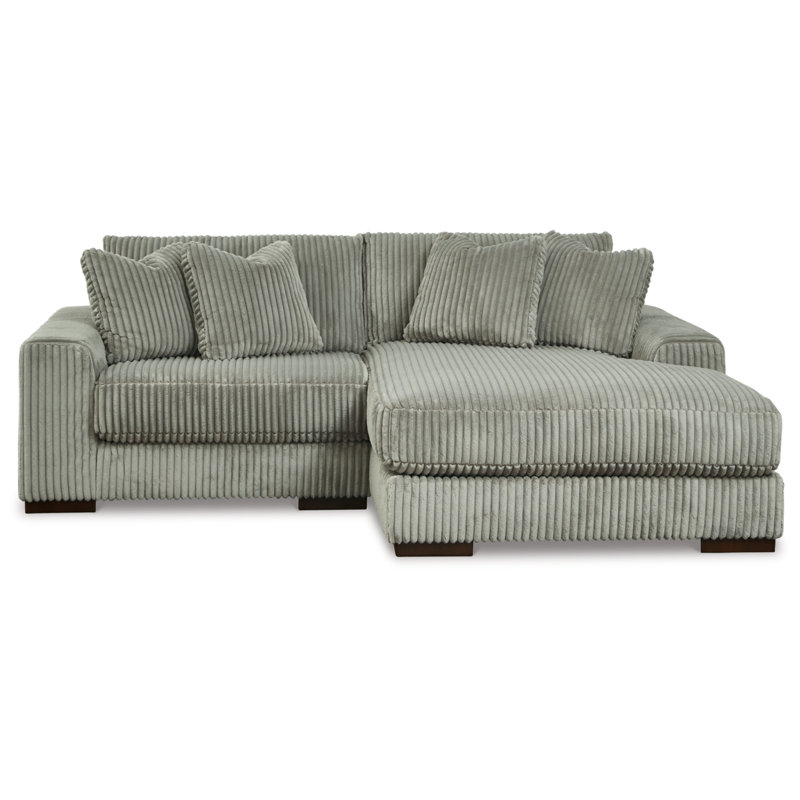 Lindyn Upholstered L-Shaped Sectional, Fog Polyester, Right Hand Facing
