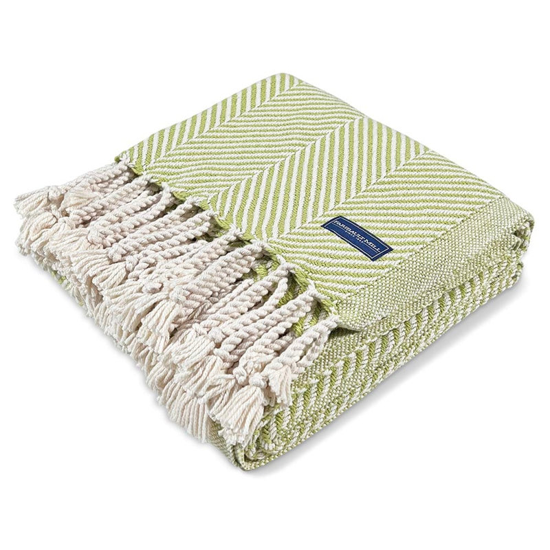 Jeté en coton Coastal Monhegan, Chevron vert lime