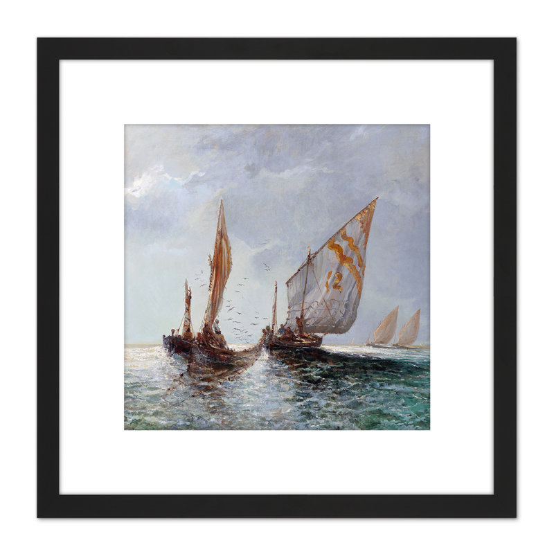 Fishing Boats Coast Seascape by Leontine Von Littrow - Single Picture Frame Print