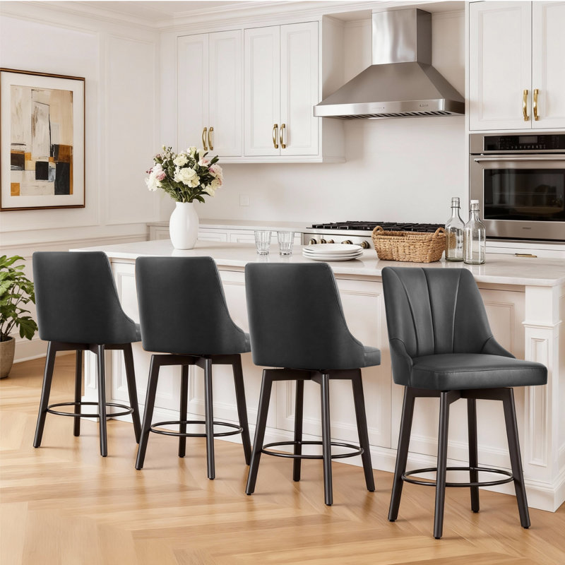 Swivel Upholstered Counter Stool, Black