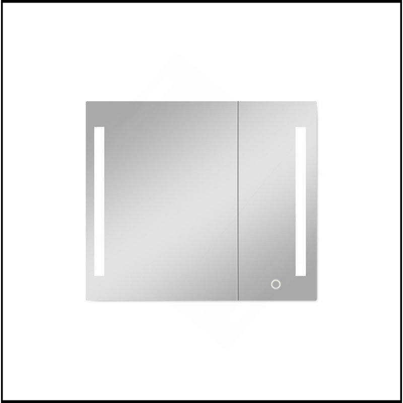 Surface de l'armoire à pharmacie sophistiquée avec miroir à DEL noir 30 po x 26 po, désembueur, antibuée et lumières à intensité variable