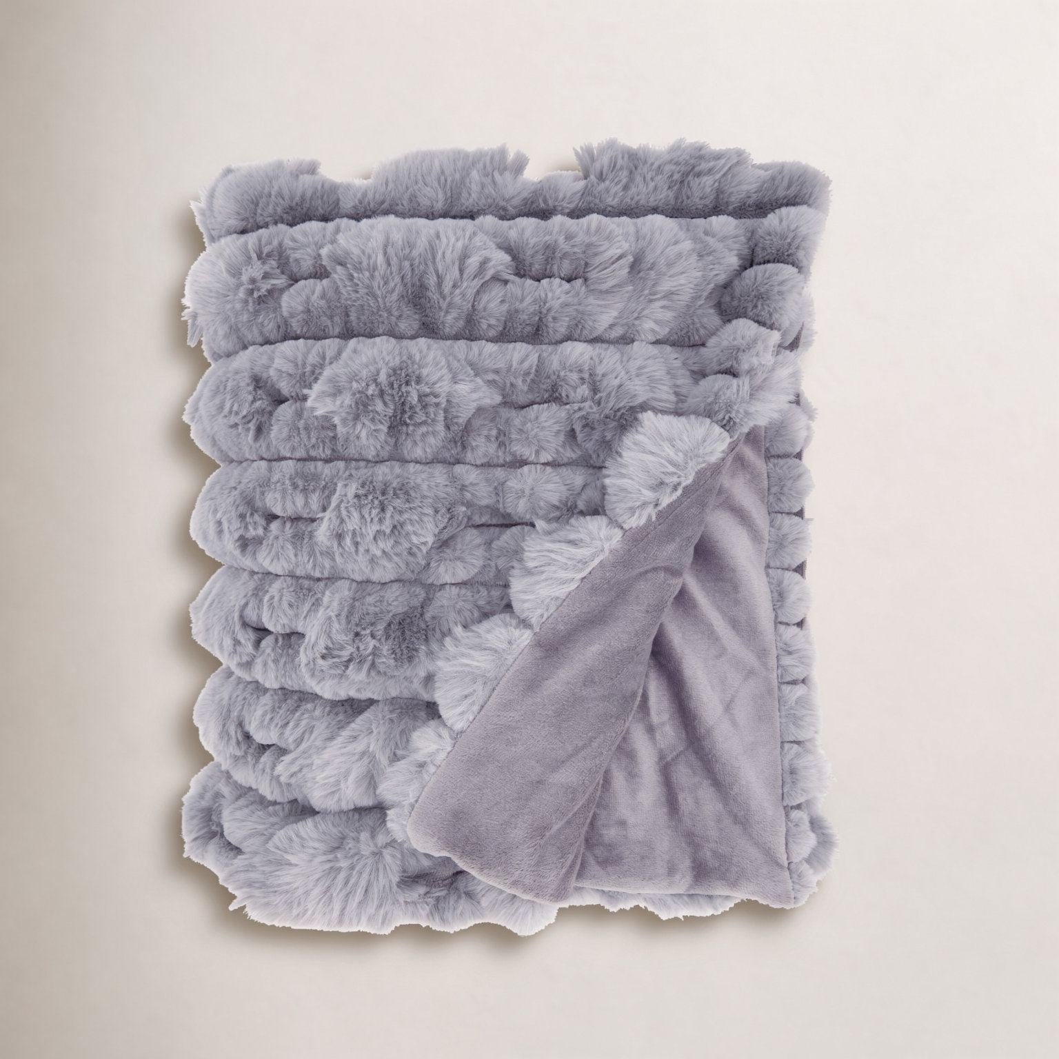 Faux Fur Throw Blanket, Gray
