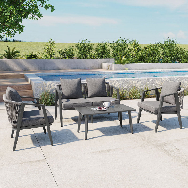 Durable and Comfortable Outdoor Seating Set,Suitable for Patios, Lawns, and Poolsides, Gray, Gray