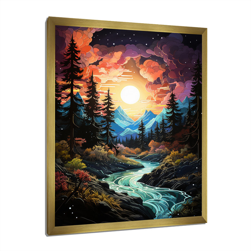 Cotley paysage aurore boréale Natures xiv - impression, Cadre photo doré, H 44 po x l 34 po x P 1,5 po
