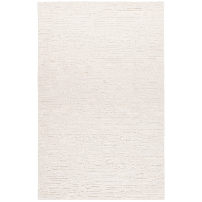 Shynel Ebony Hand Tufted Wool Pile Solid Color Rug, Rectangle 6' x 9'