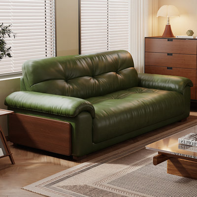 Green Genuine Leather Standard Sofa