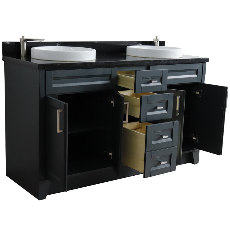 Ensemble de meuble-lavabo double 61 po Nickolai, Noir