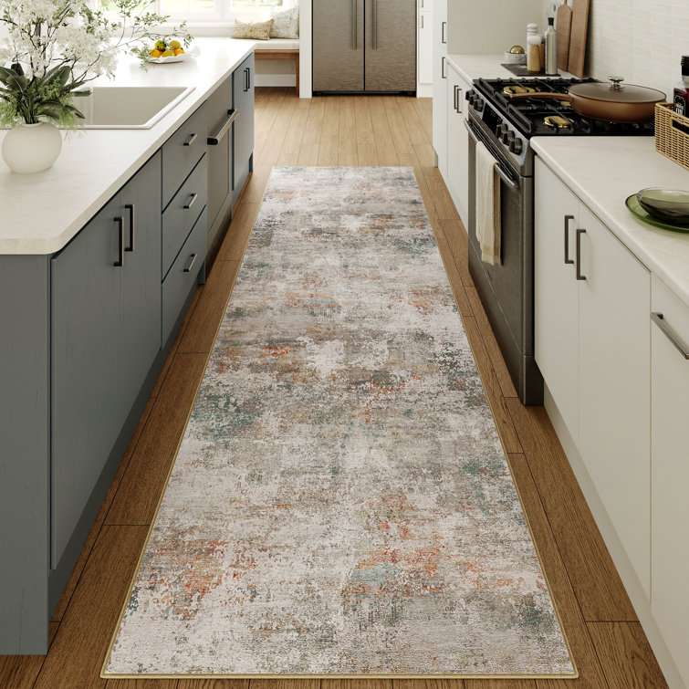Sarah Modern Abstract Machine Washable Area Rug with Non-Slip Backing