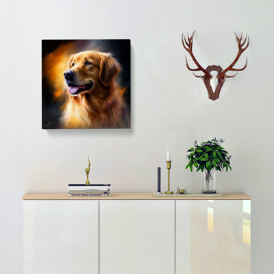 Golden Retriever Digital Art - Wrapped Canvas