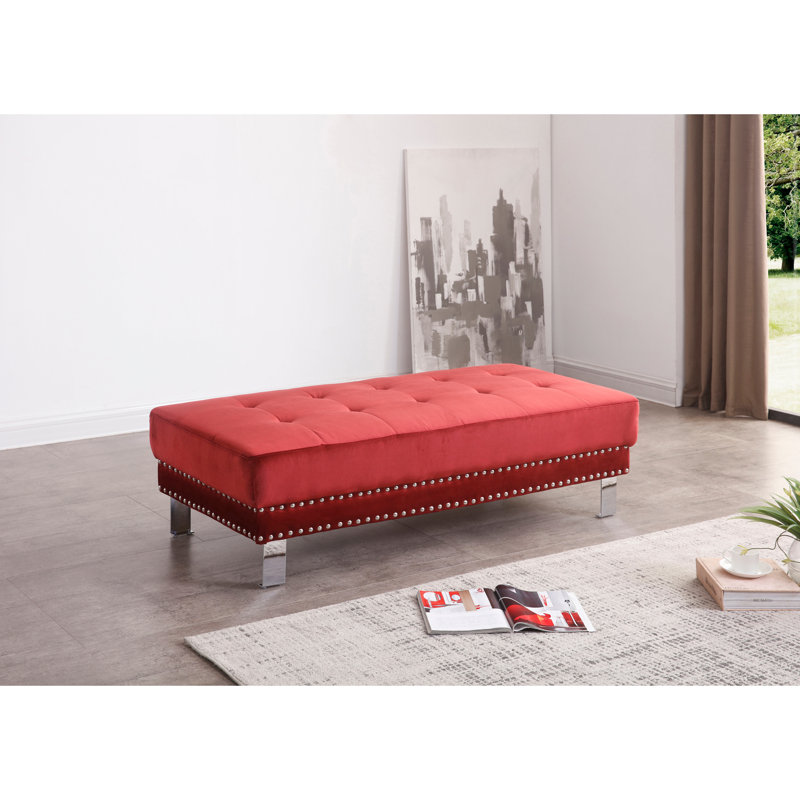 Repose-pieds élégant en cerisier pour une vie contemporaine, Rouge