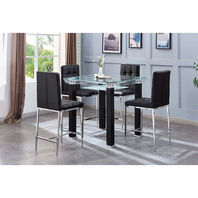 Ensemble de table avec quatre chaises Jd100, Noir, noir, noir, noir