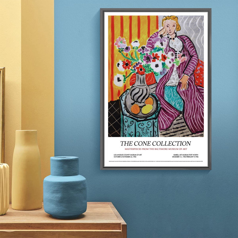 Matisse Aesthetic Abstract - Impression sur toile, Cadre noir, H 16 po x l 12 po x P 1,5 po