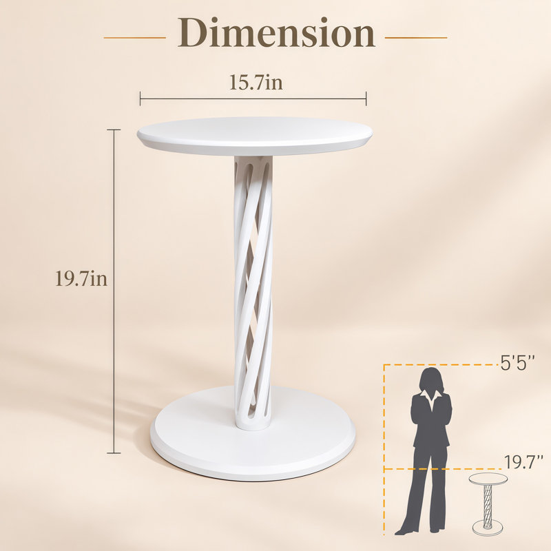 Solid Wood Top End Table, White