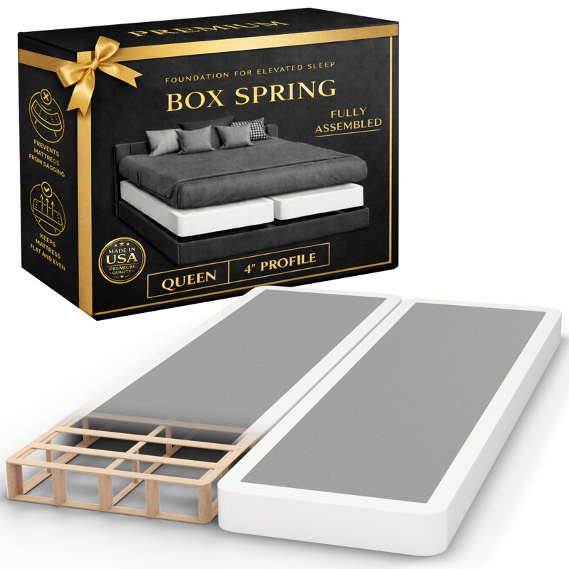 Sommier tapissier / sommier pour matelas entièrement assemblé, Profil bas (4 po), Grand