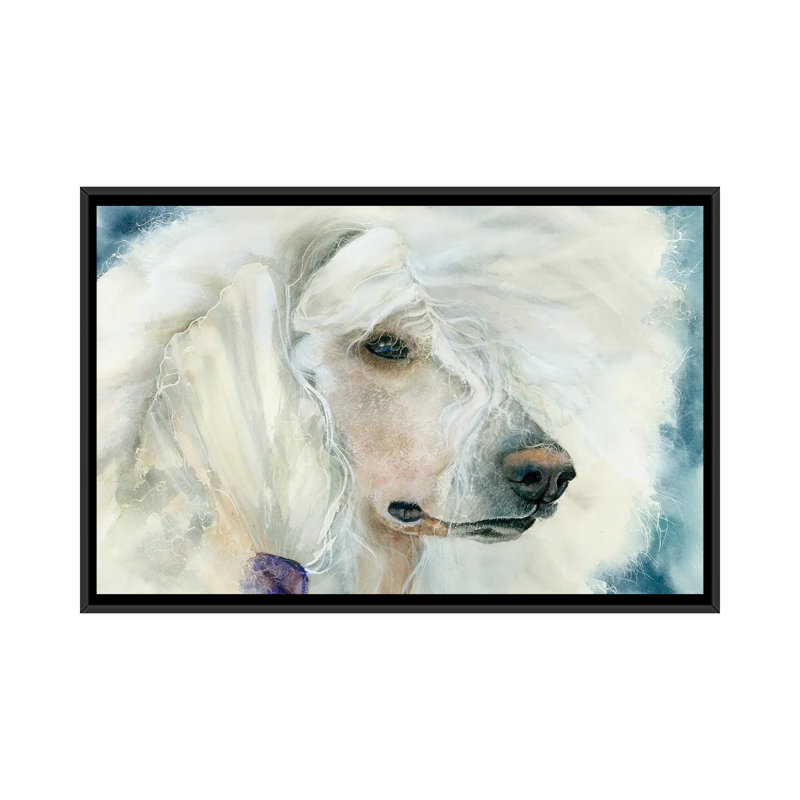 Continental chic - Caniche blanc_1PC6, H 26 po x l 40 po, Cadre flottant noir