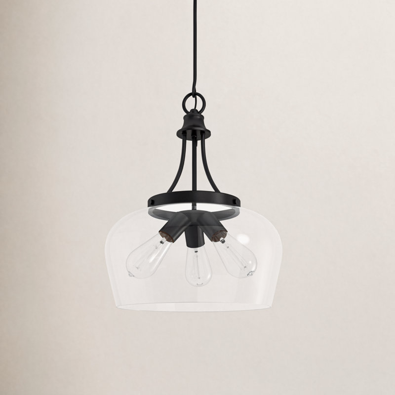 Luminaire suspendu dôme à intensité variable 3 lumières Breena, Bronze anglais, Clear