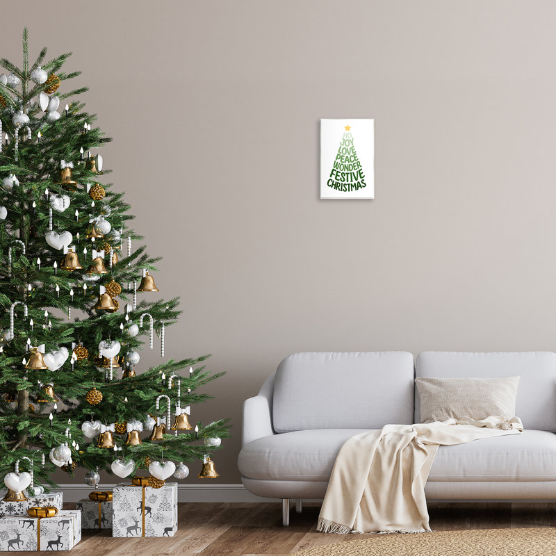Arbre de mots festif de Noël, art mural par Martina Pavlova, H 15 po x l 10 po