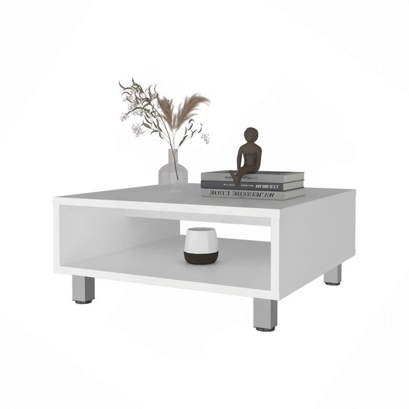 Coffee Table With Open Storage, White