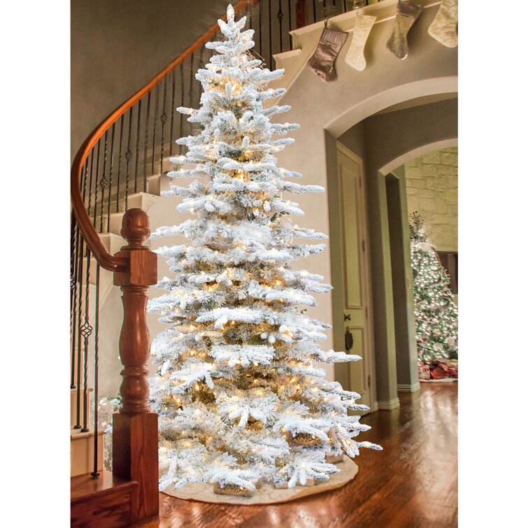 Fraser Hill Farm 10-Ft. Flocked Mountain Pine Christmas Tree with Smart String Lighting, ( incomplete,  Box 2 Of 2 only) 