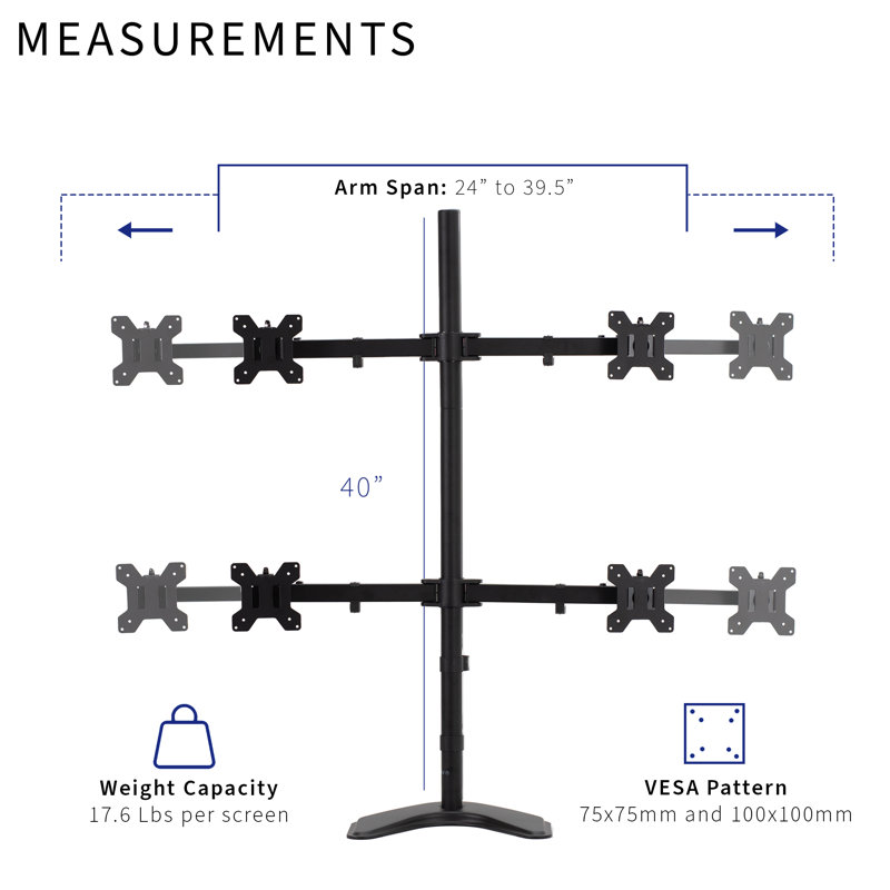 VIVO Telescoping Quad Ultra Wide Monitor Desk Stand, STAND-TS38B-4
