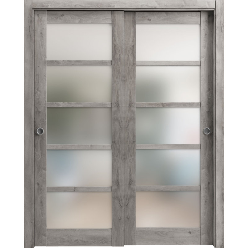 Portes à panneaux coulissantes à panneaux Quadro, 48 po x 80 po, Gris Nebraska