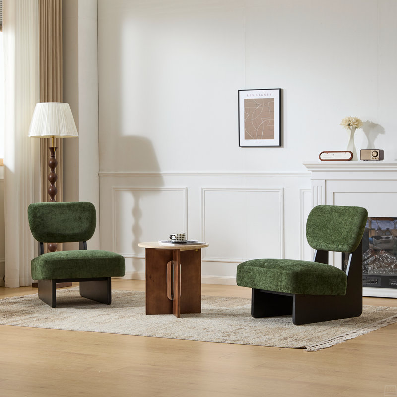 [Ensemble de 2] Méridienne moderne avec revêtement en polyester, Vert, Noir