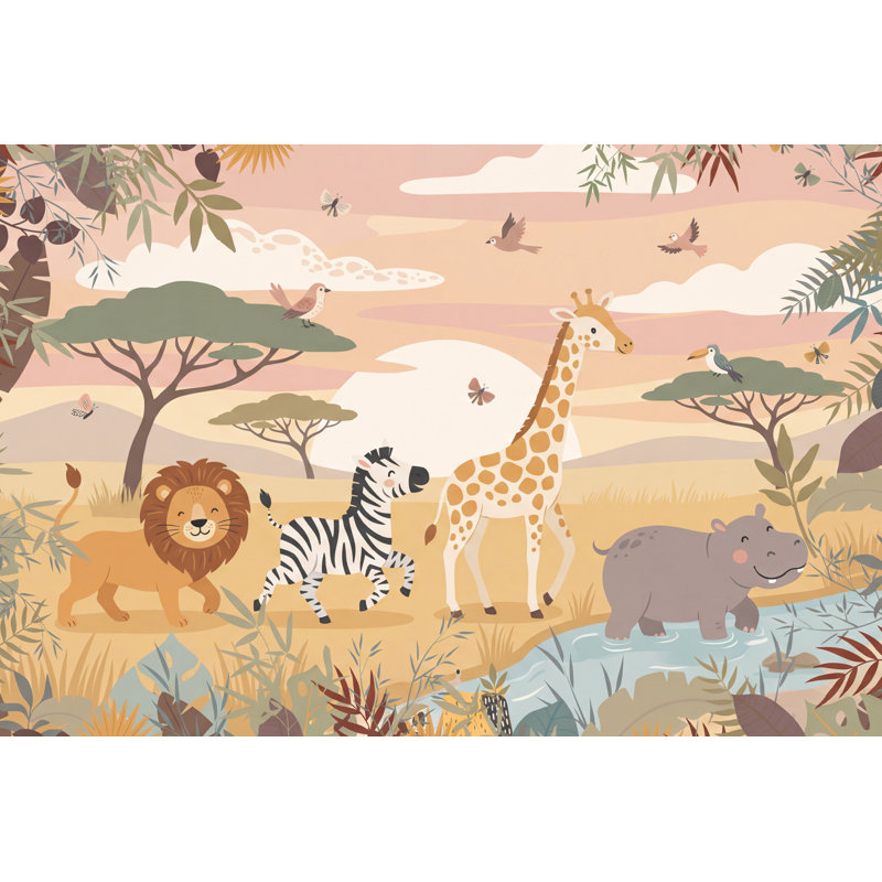 Adhésif mural Safari, 120"x96", Peler et coller