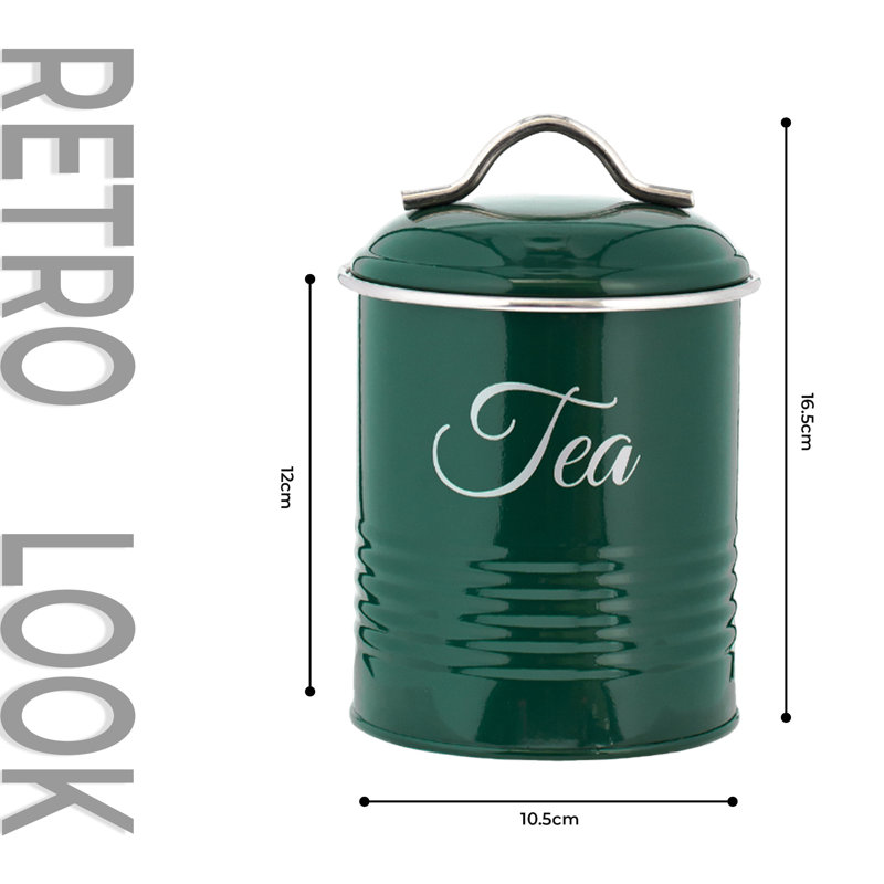Metal Jar - Set of 3, Glossy Green