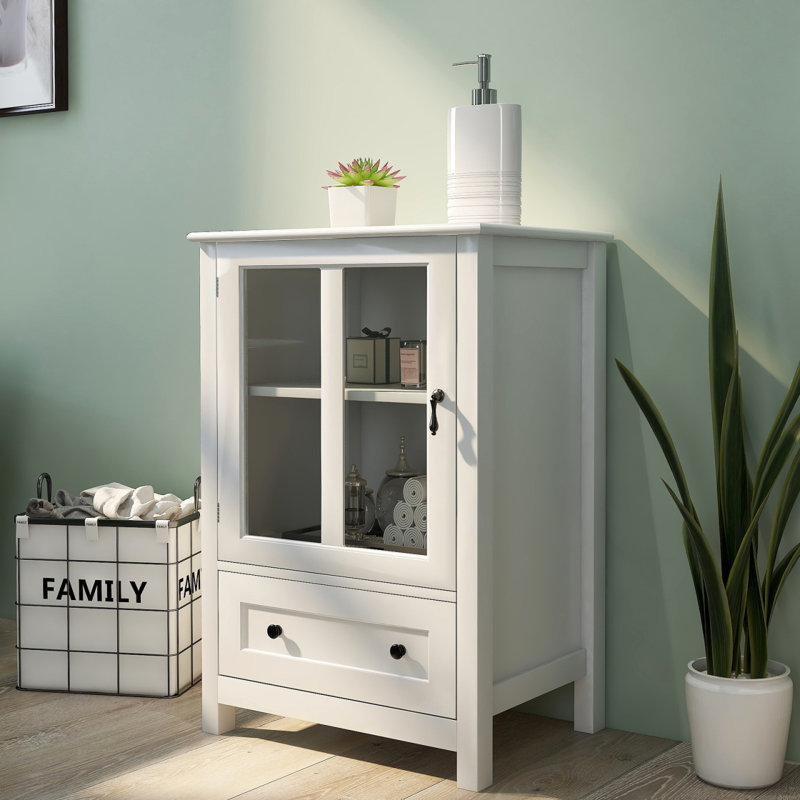 Single Glass Door Storage Cabinet With Unique Handle