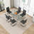 Daarina Modern Dining Table Set, Large Rectangular Glass Table with Silver X-Base and Faux Leather Cantilever Chairs-57360907-6663502