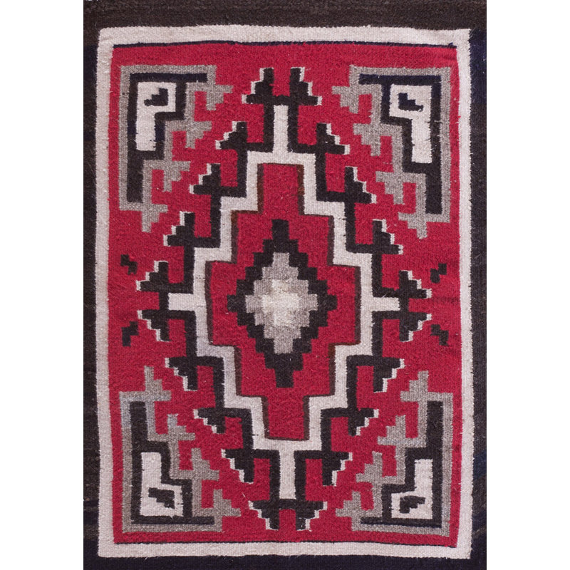 Bold Red Tribal geometric Antique Native American Navajo Flatweave Rug