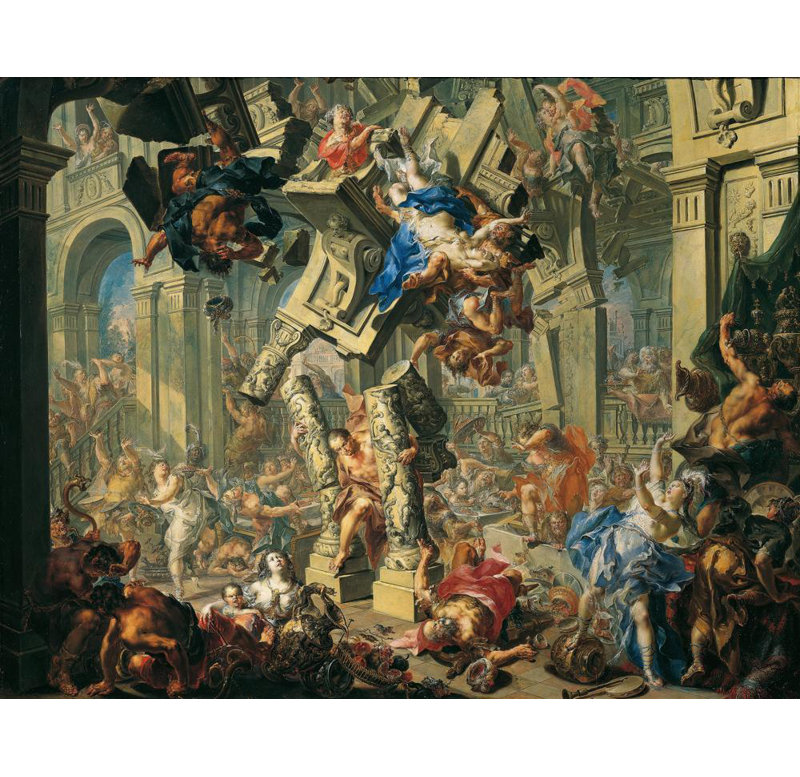 «Samson's Revenge» par Johann Georg Platzer - Art mural sur toile tendue avec châssis, H 18 po x l 14 po