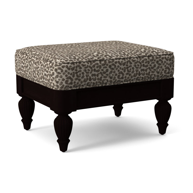 Grand View Ottoman, Java Finish, Light Blue Performance Fabric; 0851-55