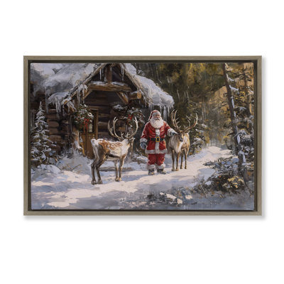 Traditional Santa by Cabin Canvas by Imagine It Images