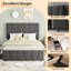 Structure de lit simple tapissier avec tête de lit, 2 tiroirs, gris foncé-1070328566