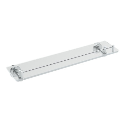 Ember Wall-Mounted Glass Shelf - Chrome, Premium Brass Construction, Installation Hardware Included