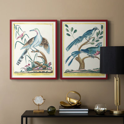 «Pastel Birds V-Premium», reproduction encadrée prête à accrocher - aucun clou requis - aucun clou requis