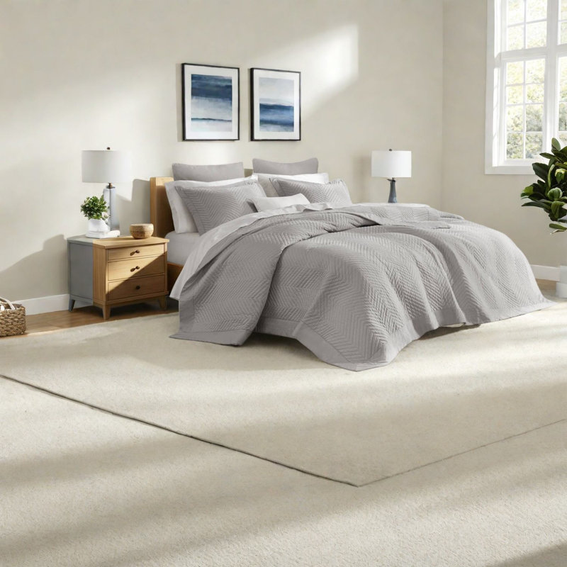 Ensembles de literie en coton respirant très grand, courtepointe moderne gris clair pour la maison