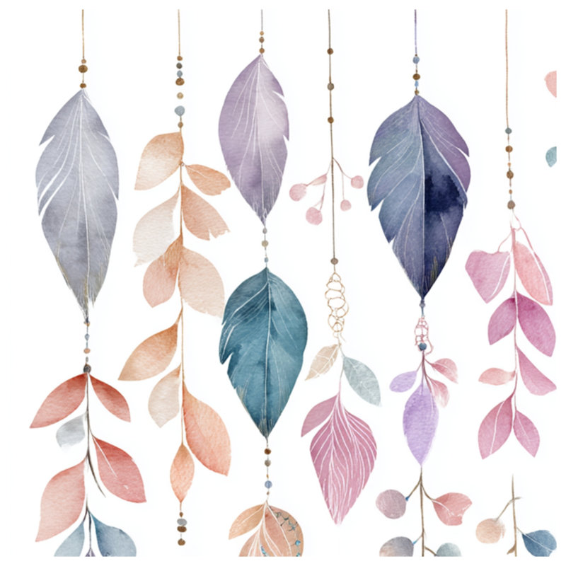 Couvertures suspendues à feuilles d'aquarelle, L 60 po x H 80 po