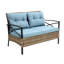 Table basse 4 pièces avec coussins épais et table d'appoint en acier Blue Patio Garden