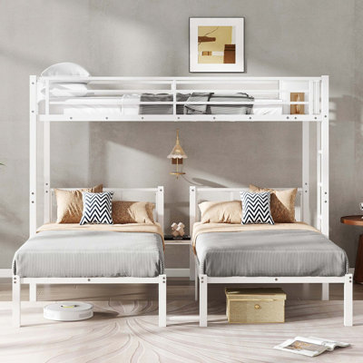 Lit superposé triple en métal peu encombrant, conception moderne pour la famille et la maison