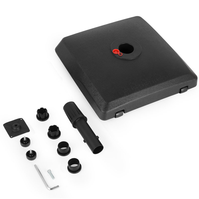 Black Square Steel and Polyethylene Wheeled Umbrella Base