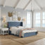 Structure de lit tapissier Annek avec rangement relevable, tête de lit à oreilles de H 40,9 po, lattes de bois et structure en métal, plusieurs tailles et options de tissu disponibles-1542131015-1542131016