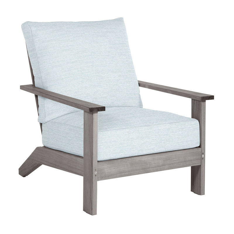 Chaise longue d'extérieur en teck Ashland, Pas de soudure, Huître teck, Ciel de papier