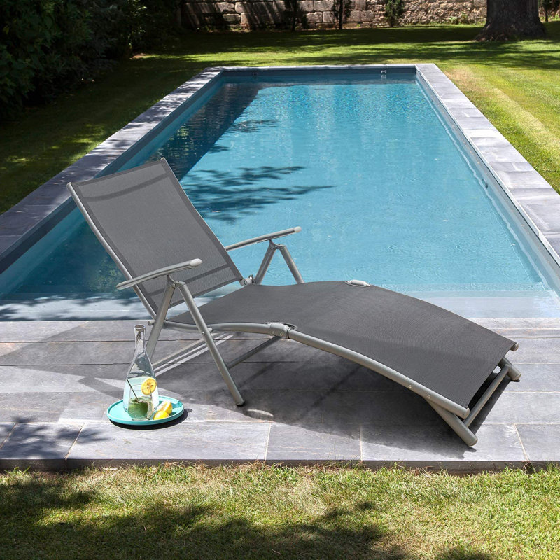 Chaise longue inclinable 72 po Biornulf, Gris