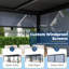 Pergola à persiennes motorisée 10 x 20 pi avec vidéo d'installation, énergie hybride solaire / USB, 4 écrans latéraux automatiques, toit imperméable et cadre en aluminium antirouille, lumières DEL à distance pour terrasse, patio et spa-132969996