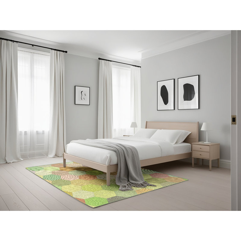 Tapis vert/brun à motifs Brimfield, Rectangle 5 pi x 7 pi