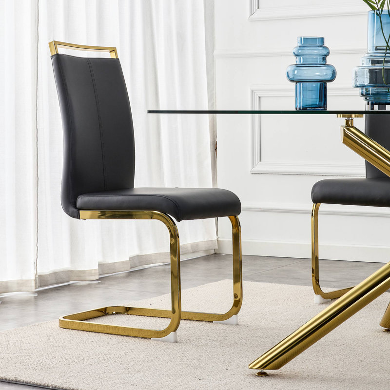 Chaises de salle à manger Nuvren, Gold, Black