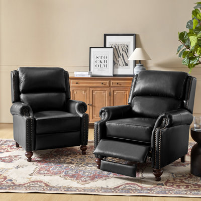 Anre Genuine Leather Recliners with Nailhead Trim
