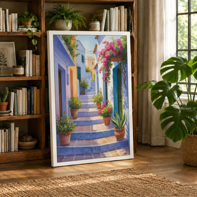 Mediterranean Alleyway Coastal - Wrapped Canvas